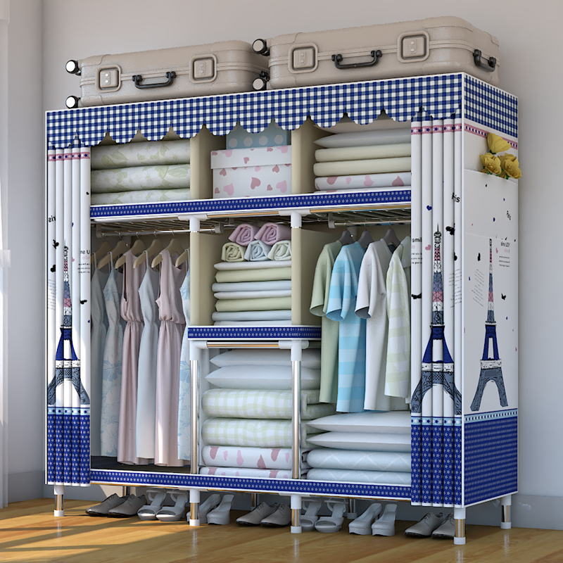 衣柜收纳架简易布衣柜卧室家具钢管加粗加固双人新款单人衣橱衣柜