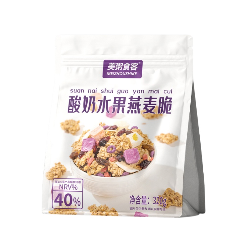 美粥食客营养早餐 酸奶水果燕麦脆320g 2袋装