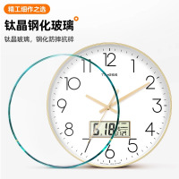 TIMESS钟表挂钟客厅家用时钟时尚大气石英钟挂墙表日历免打孔