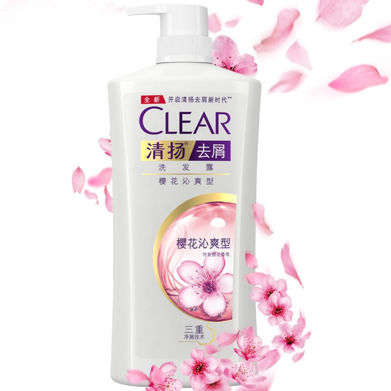 清扬(CLEAR)洗发水 樱花沁爽 樱花露香水润型 去屑洗发露720g(新老包装随机发)