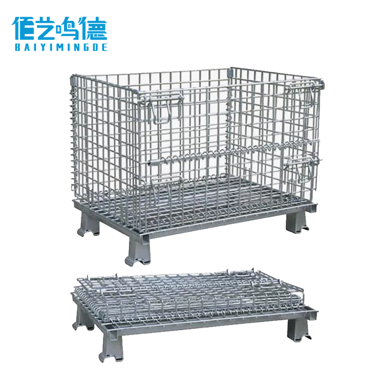 佰艺鸣德折叠仓储笼网格金属堆垛折叠铁框蝴蝶笼 1m个高清大图