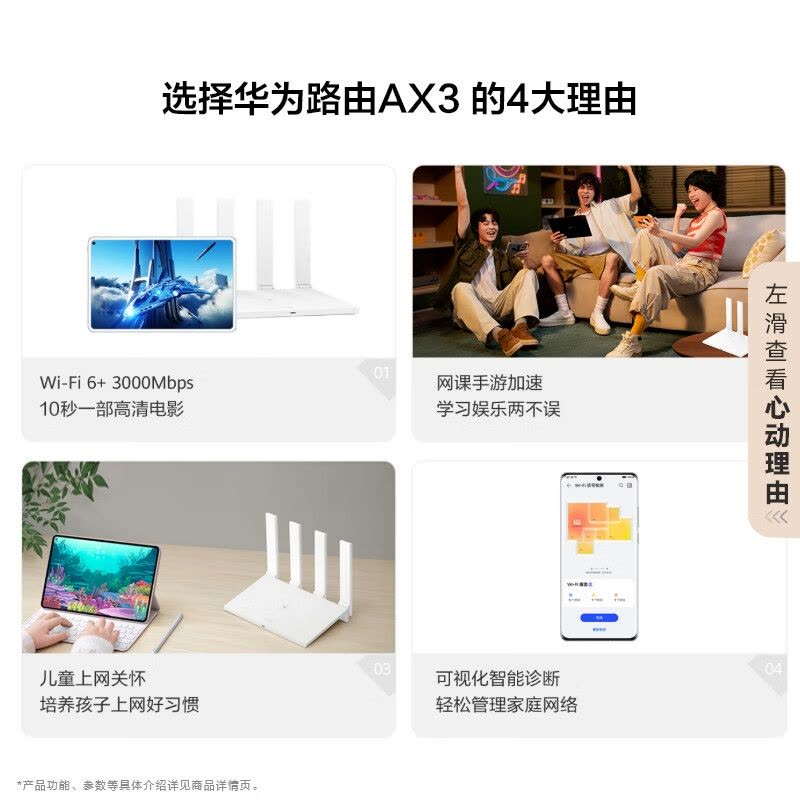 华为(HUAWEI)千兆路由器AX3wifi6智能分频无线家用穿墙图片
