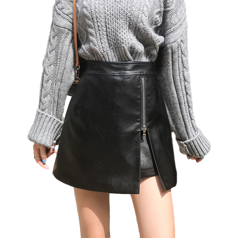 苏芈皮裙半身裙女春秋2021新款高腰包臀短裙不规则黑色a字裙子半裙pu