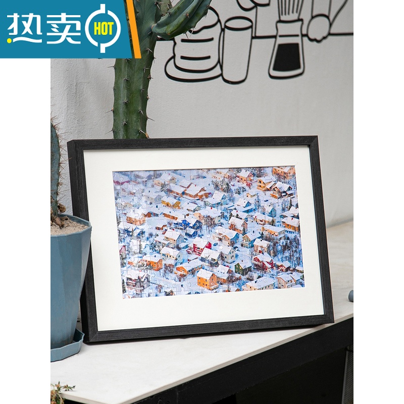 敬平实木拼图框1000大相框挂墙500片装裱画框300拼图框架定制裱框5070 原木色 1000片拼图(37.8*58.高清大图