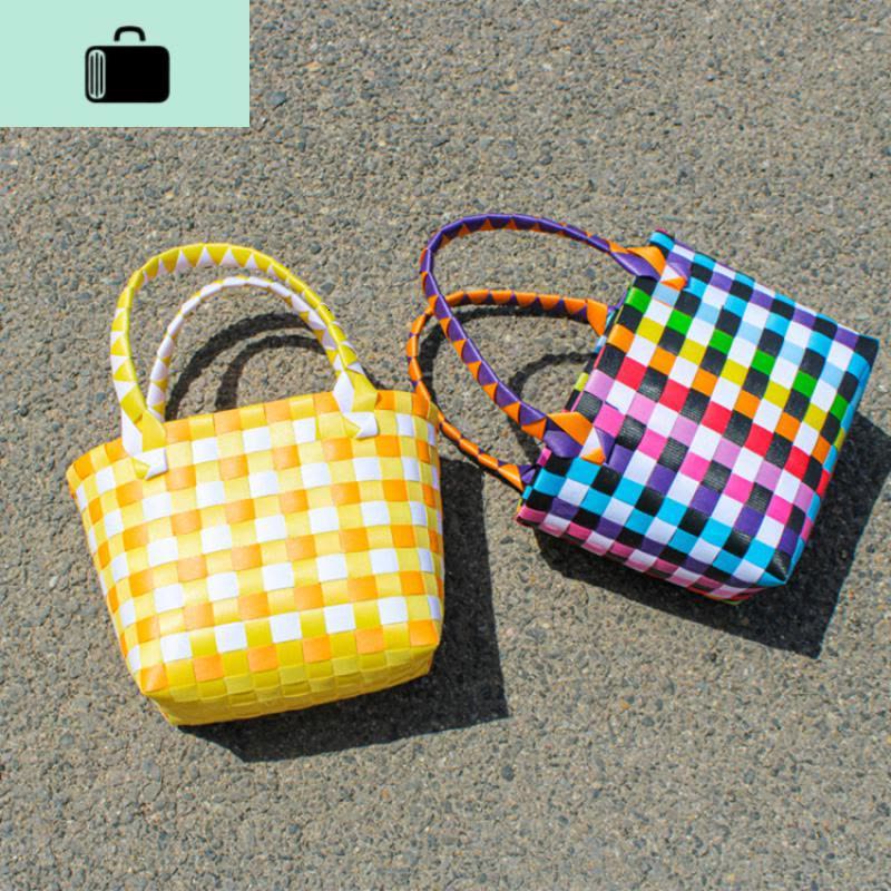 今年流行的彩色编织包包手提迷你ins小包女沙滩度假包海边外单NEW LAKE女士单肩包图片