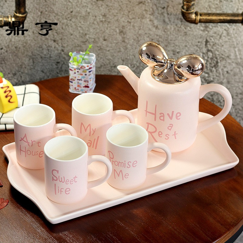 鼎亨白色咖啡杯茶具一套装陶瓷杯子欧式家用喝茶杯套杯喝水杯个性