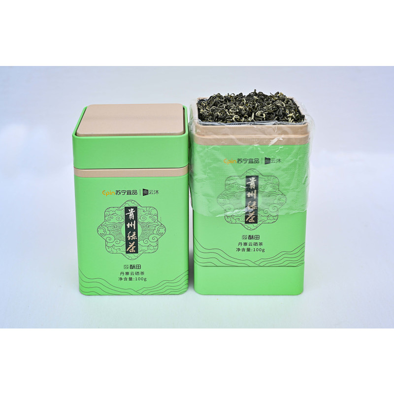 苏宁宜品 酥田铁罐贵州绿茶丹寨云硒茶100g含硒锌新茶耐泡香浓