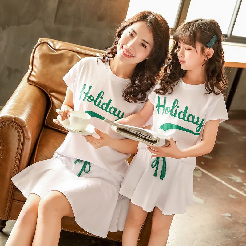 亲子装母女装超洋气网红时尚女童夏装韩版休闲运动短裙套装臻依缘