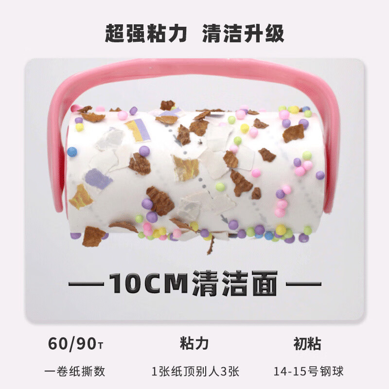 丽佳邦10cm好撕粘毛器滚筒卷纸可替换 10cm新款斜纹好撕纸卷90撕 粉色高清大图