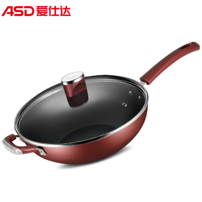 爱仕达(ASD) 32CM少油烟不粘锅平底炒锅炒菜锅(玛萨拉酒红色) CL32A1CWG