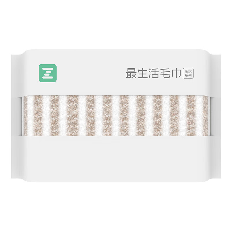 最生活(a-life)毛巾·条纹系列长绒棉密封毛巾 强吸水洗脸巾条纹面巾 A-1171 棕白