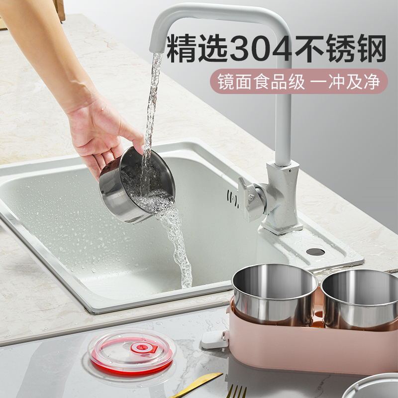 紫(餐具收纳款)双层四胆+配套餐具|电热饭盒保温可插电便携式自加热便当盒蒸煮上班族带饭神器F6