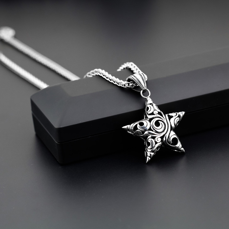 克罗心五角星造型坠时尚男女款复古风格项链锁骨链首饰品送女朋友七夕