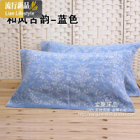 纯棉枕巾纱布情侣成人婴儿童高档加大情侣学生枕头巾欧式四季全棉三维工匠 默认尺寸 和风蓝色（一条）