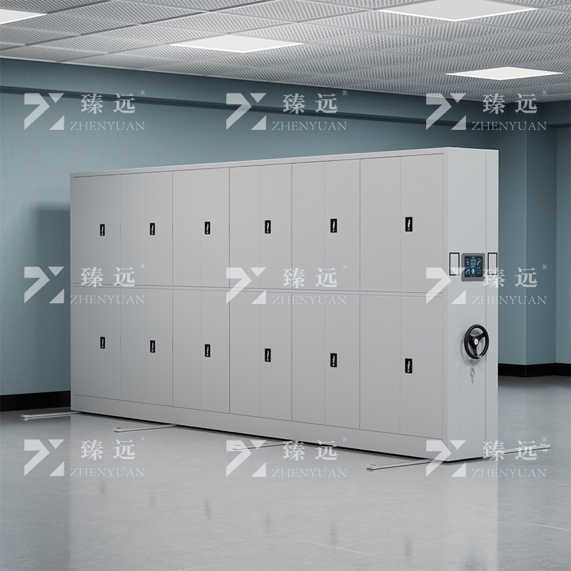 臻远ZY-MJJA-20 智能密集架移动式档案柜钢制轨道智能密集柜 通双节 一列六组
