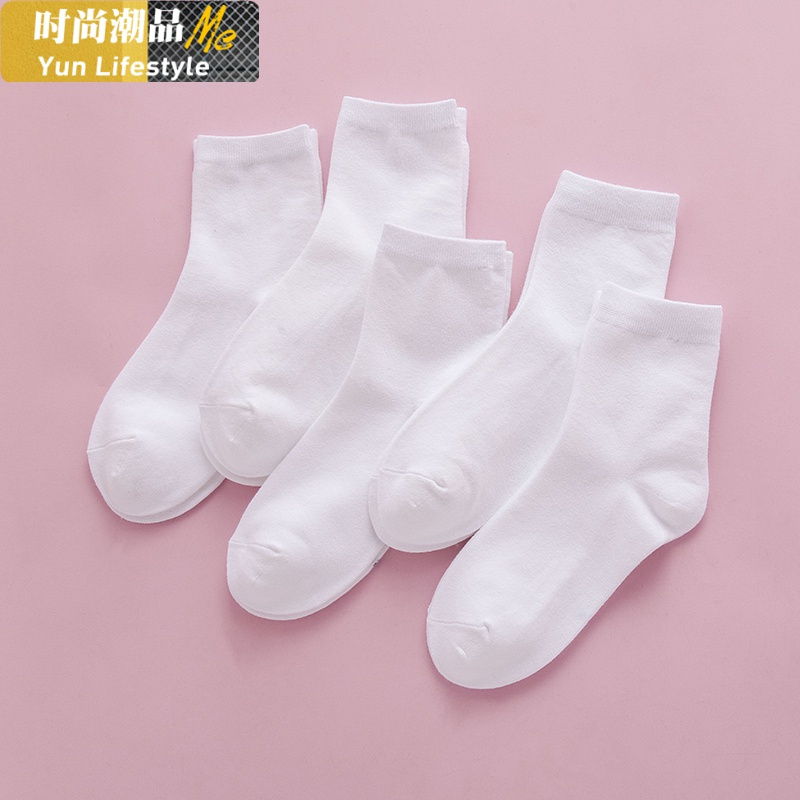 YUNWUXIN袜子女中筒白色棉秋季女士白色袜子韩版学院风女袜潮秋冬款袜子