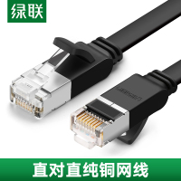 绿联网线家用6类六高速纯铜电脑路由器光纤千兆宽带5短线带水晶头连接线 扁线