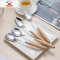 家用不锈钢榉木柄勺子牛排刀叉日式筷子甜品勺水果叉全套餐具套装 敬平 一号尖勺