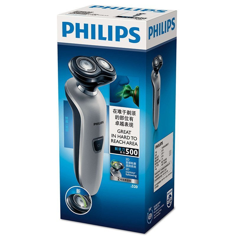 飞利浦Philips 电动剃须刀 S520/12 旋转式2D智能贴合系统全身水洗S520