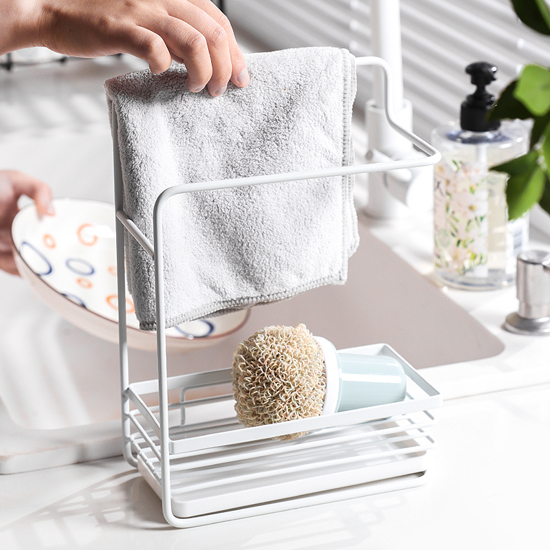 抹布沥水架台面式厨房抹布架沥水架毛巾架置物架台面壁挂洗碗布海绵