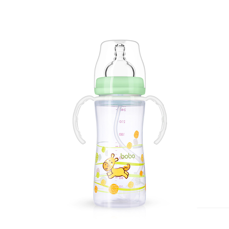 乐儿宝(bobo)婴幼儿PP宽口径奶瓶260ML(绿色)适用年龄12月以上