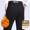 恒源祥中年爸爸春秋款休闲长裤子男裤中老年冬季加绒厚纯棉西装绒 36腰围2尺8 黑色加绒加厚款
