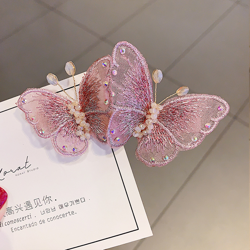 糖果公主蝴蝶发夹边夹韩国简约气质仙女头饰手工侧边森女系头顶前刘海