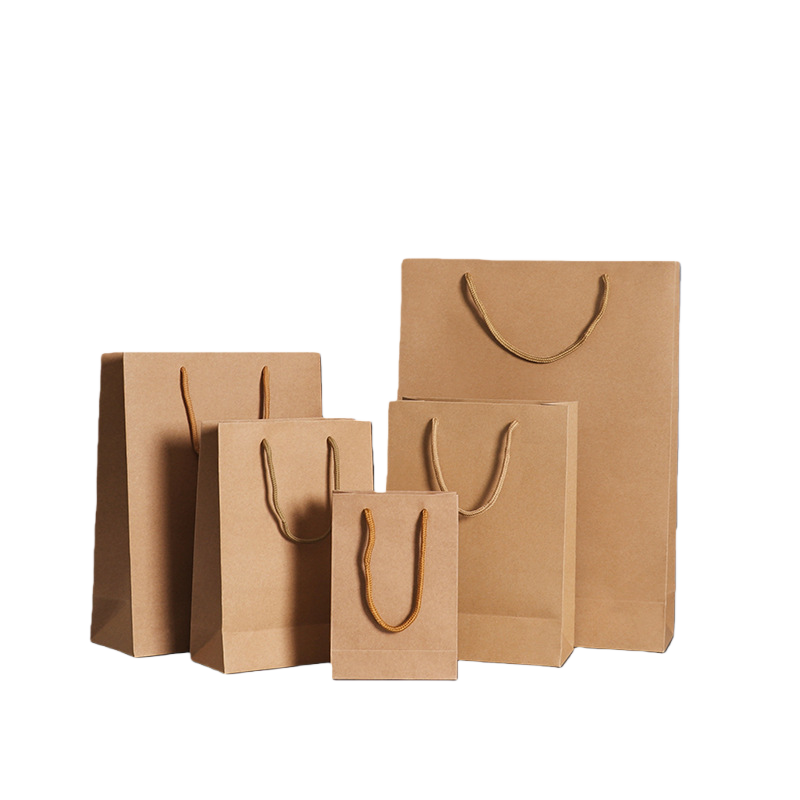 华普思牛皮纸袋手提袋 礼品购物包装袋子 可定制 25*33*11cm 竖版 100 个/包装高清大图