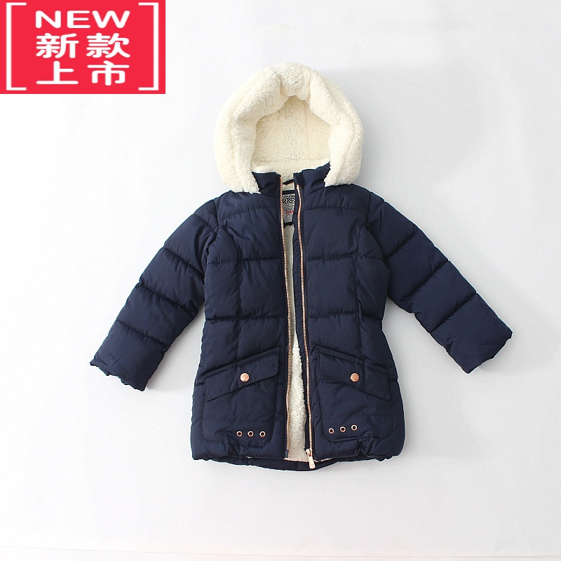 可莉允2-14岁加厚女童冬季羊羔毛棉袄外套夹棉保暖棉衣棉服中长款