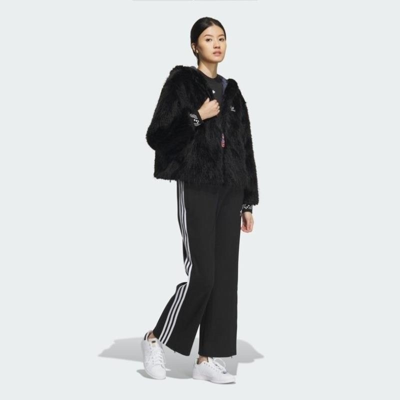 adidas/阿迪达斯三叶草连帽外套运动休闲仿皮毛女装IX4226 D