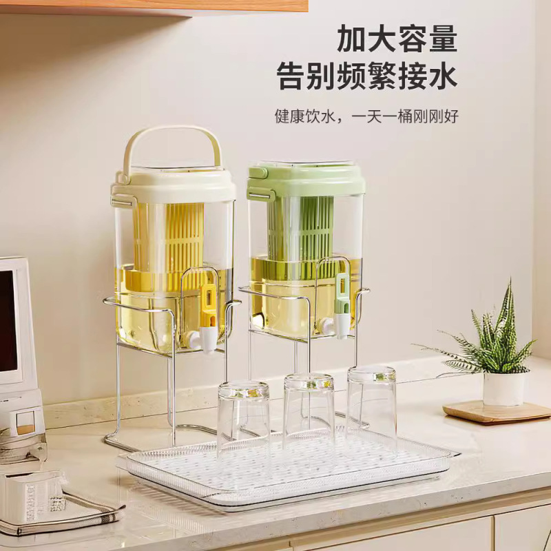 冷水壶家用储水带龙头泡茶桶冰镇果汁饮料桶户外野餐凉茶壶3759Z