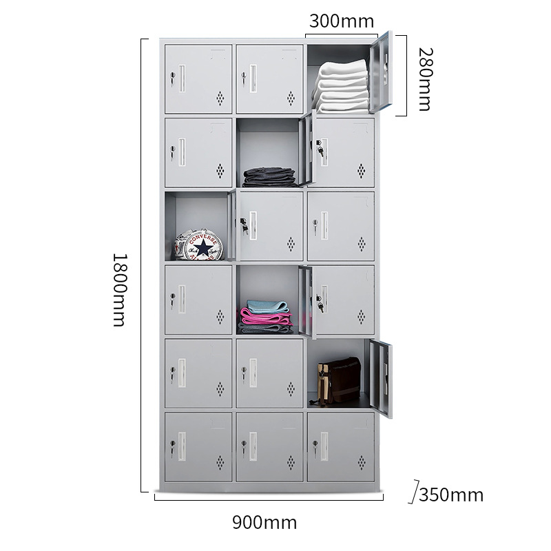 晋舰 201不锈钢更衣柜员工宿舍储物柜多门鞋柜换衣柜碗柜 十八门高清大图
