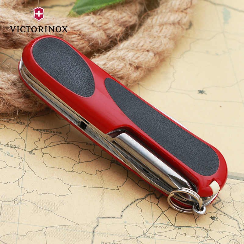 维氏(Victorinox)瑞士军刀 德莱蒙系列新生代2.4803.C红黑防滑握柄 户外军刀