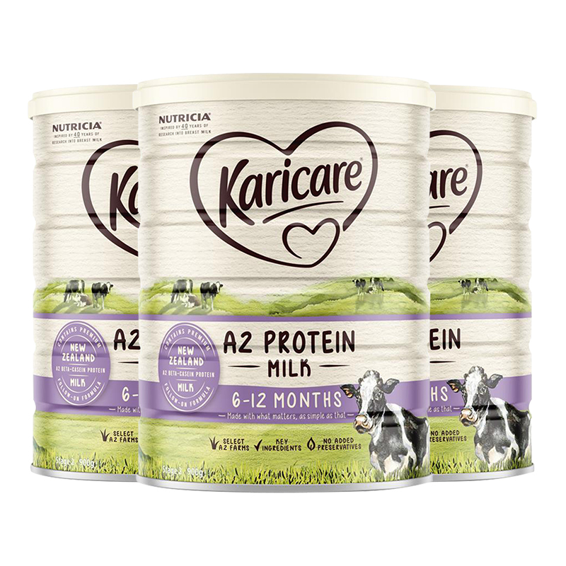 澳洲发/3罐装-可瑞康(karicare)A2-β酪蛋白进口婴幼儿二段奶粉900g/罐装6-12个月 效期到21年8月