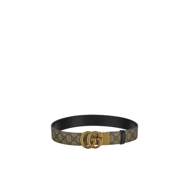 古驰(GUCCI)GGSupreme帆布皮革双G五金双面腰带男款时尚百搭配饰潮流休闲腰封