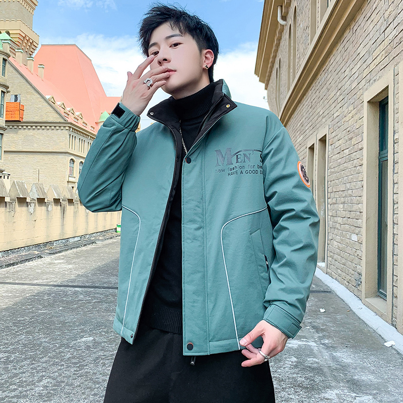 YUANSU外套男士韩版潮流羽绒棉服青少年高中学生帅气棉袄子潮牌立领棉衣棉衣