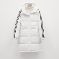 韩版纯色面包服女中长款简约加厚连帽运动宽松羽绒服_426635 M 黑色