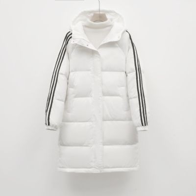 韩版纯色面包服女中长款简约加厚连帽运动宽松羽绒服_426635 黑色 M