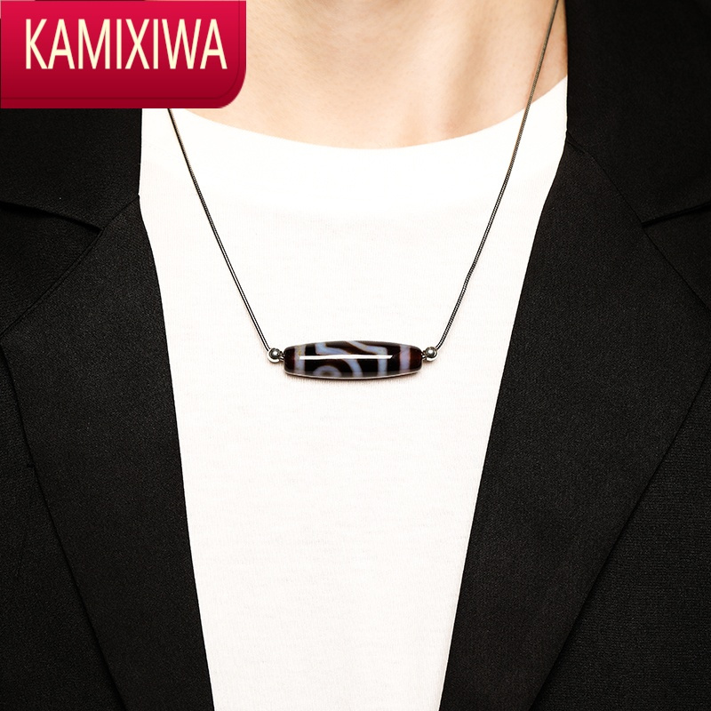 kamixiwa穿天珠链项链银锁骨链大能链子男银男士针式穿珠配链