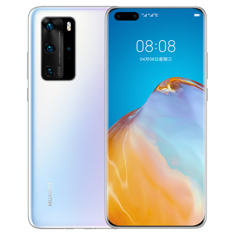 华为/HUAWEI P40 Pro 8GB+128GB 零度白 麒麟990 5G SoC芯片超感知 徕卡四摄 50倍数字变焦 四曲满溢屏 移动电信联通5G全网通手机