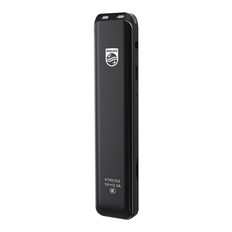 飞利浦(PHILIPS)录音笔VTR5103学生学习上课培训专业高清降噪商务会议采访双麦克风数码录音笔