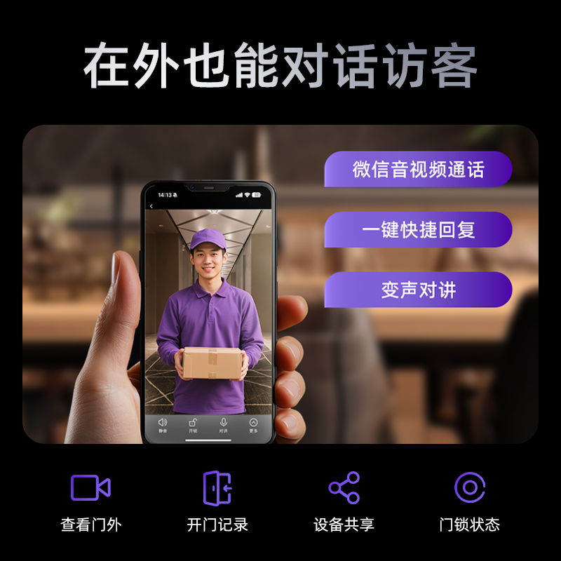 凯迪仕Q9FVPV2全自动人脸智能锁家用防盗门密码锁指纹锁智能门锁高清大图