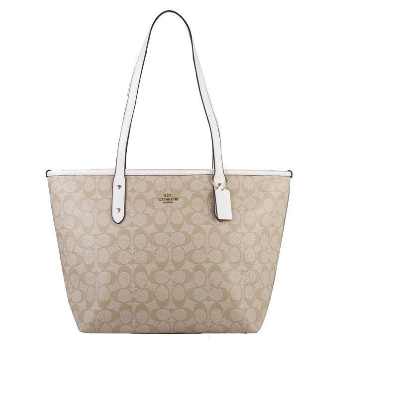 蔻驰(COACH)女包 女士奥莱款经典标志双面老花city30托特包City33单肩包金属马车标C纹斜挎包 F58292图片