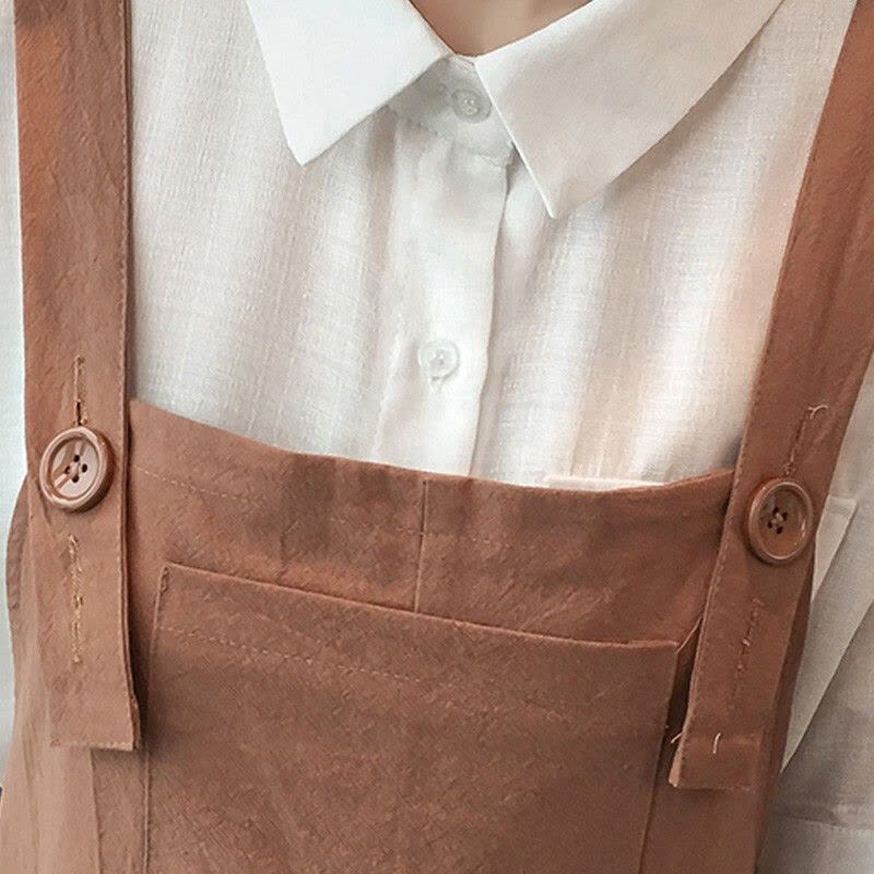 迪鲁奥(DILUAO)孕妇装 2021夏季休闲纯棉背带裤+衬衫两件套阔腿裤两件套装 图片色图片