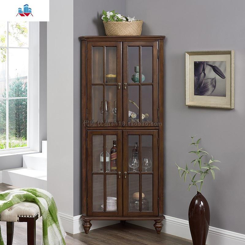 美式现代简约全实木酒柜展示柜单双角落角柜装饰柜玻璃柜子泰空仓酒柜