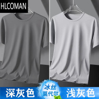 HLCOMAN干活穿的衣服男建筑工地工人上班耐磨耐脏工作服夏季短袖t恤O夏 L码建议100-115斤内 深灰+浅灰色两件
