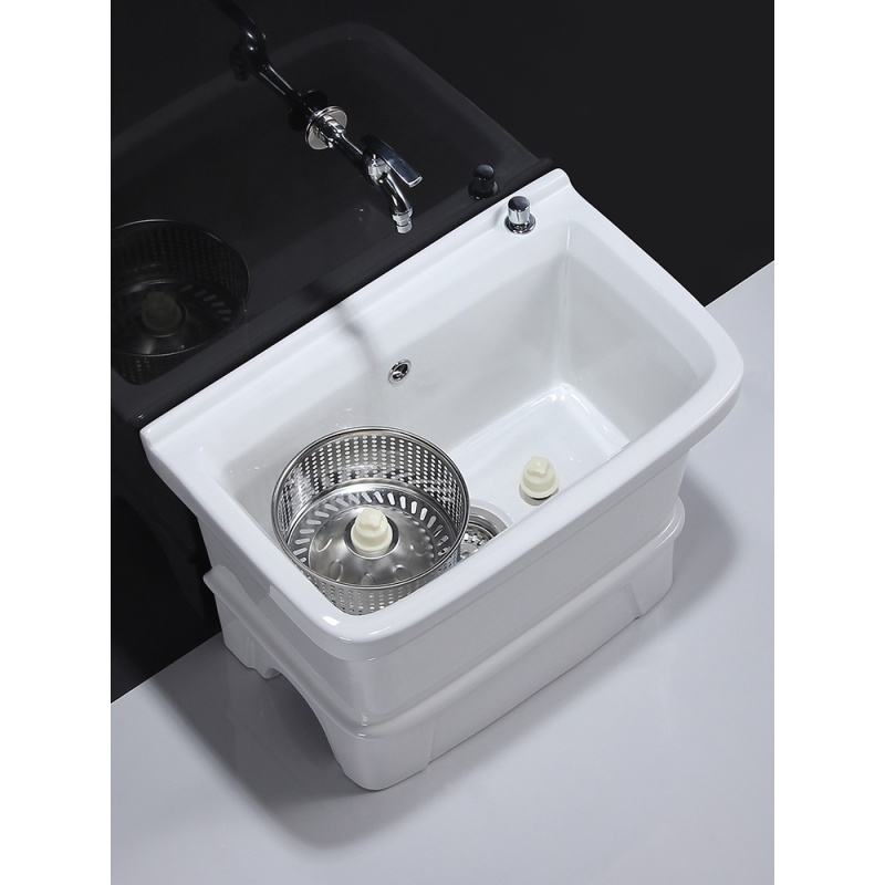 双驱动洗拖把池ciaa阳台卫生间拖布池盆大号陶瓷墩布池家用落地式