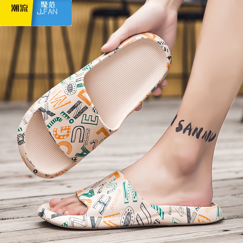 聚范一字拖男2024新款夏季外穿防滑网红个性拖鞋男款海边沙滩凉拖大码高清大图