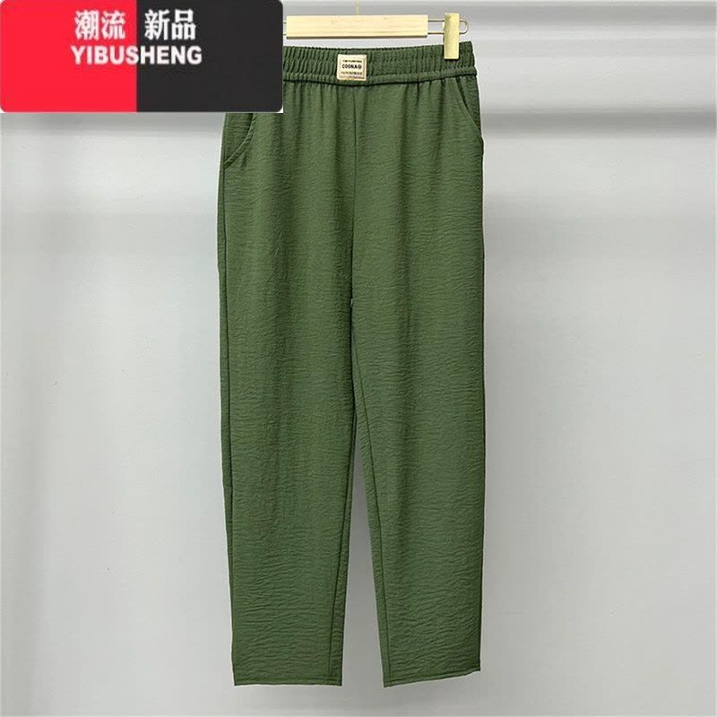 YIBUSHENG哈伦裤女季薄款冰丝九分休闲裤2023新款妈妈裤子宽松萝卜裤大码图片