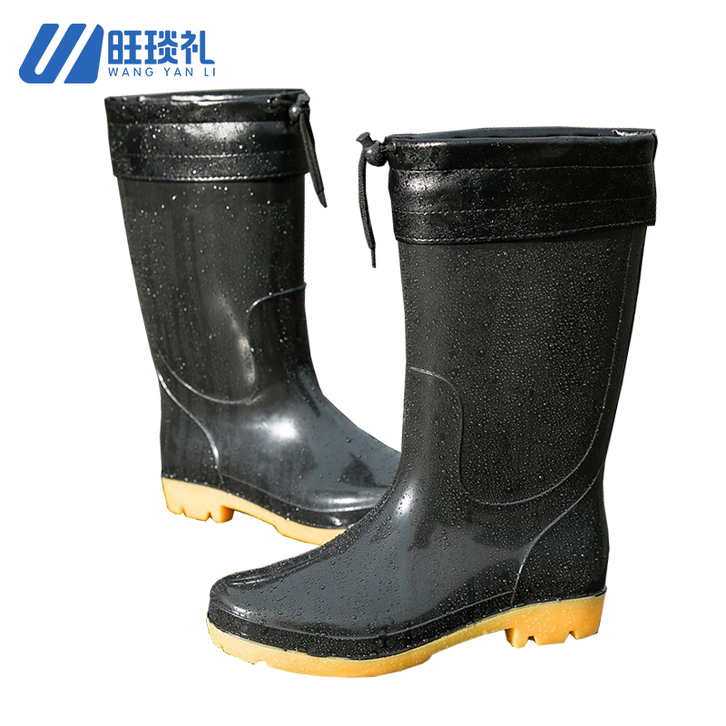 旺琰礼 防水胶靴 黑色 棉(36-46)可选/双高清大图